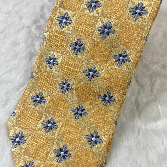 Bundle of 2 Neckties Hart Schaffner Marx Floral Silk/ Happy Jack Geometric Print - Picture 4 of 15